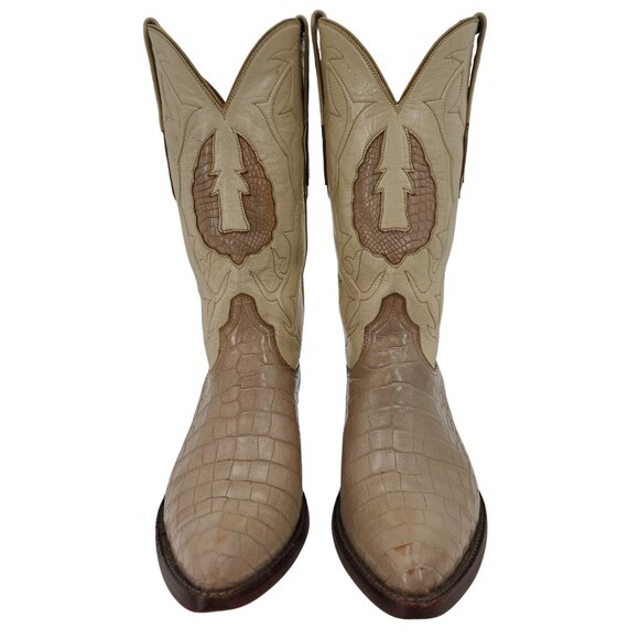Black Jack Other - Black Jack Exotic Alligator Men 7EE Beige Cream Leather Cowboy Western Boots USA